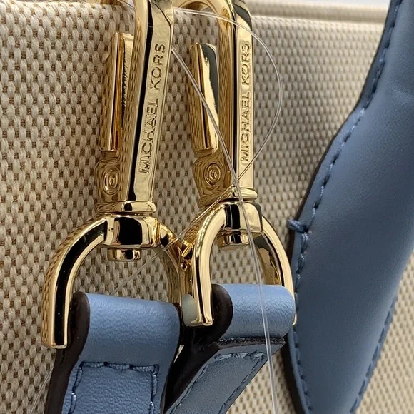 Michael Kors Mirella Large NS Logo Jacquard Tote Crossbody Bag Chambray Blue - Picture 15 of 16